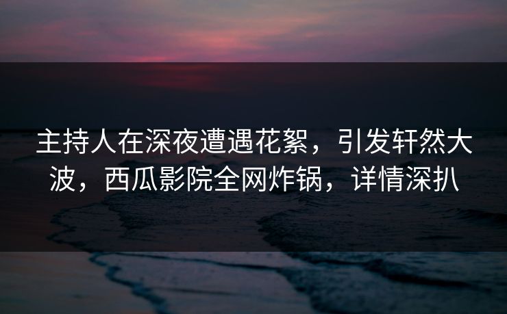 主持人在深夜遭遇花絮，引发轩然大波，西瓜影院全网炸锅，详情深扒